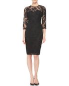 Lela Rose 3/4-Sleeve Lace Dress - Lyst