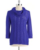Anne Klein Sequin Cowl Neck Sweater - Lyst