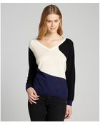 Shae Blue Colorblock Cashmere V-Neck Sweater - Lyst