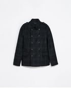 Zara Checked Wool Three Quarter Length Coat - Lyst