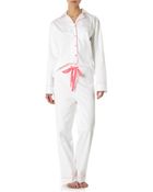Poplin Pink Trim Bardot Pyjamas - Lyst