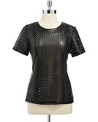 Calvin Klein Faux Leather Perforated Top - Lyst