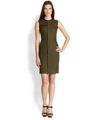 Ralph Lauren Black Label Leather-Trimmed Beckett Dress - Lyst