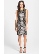 Donna Ricco Sequined Mesh Sheath Dress - Lyst