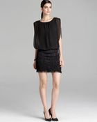 Aidan Mattox Chiffon Blouson Fringe Skirt Dress - Lyst