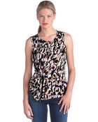 Armani Jeans Tie-Detail Printed Satin Blouse - Lyst