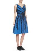 Bottega Veneta Faux-Wrap Dress With Lace Trim - Lyst