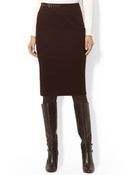 Lauren by Ralph Lauren Buckle-Detail Pencil Skirt - Lyst