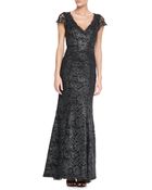 Zac Zac Posen Capsleeve Lace Gown - Lyst
