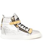 Giuseppe Zanotti London High-Top Metallic Foil Sneakers - Lyst