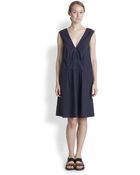 Marni V-neck Cotton Poplin Dress - Lyst