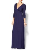 Three Dots Pleated Deep V Maxi Dress - Lyst