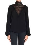 Emilio Pucci Top Turtleneck Silk With V Neck Lace - Lyst