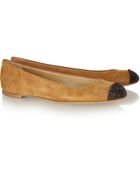 Giuseppe Zanotti Metallic Suede Ballet Flats - Lyst