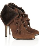 Oscar de la Renta Shearling and Suede Ankle Boots - Lyst
