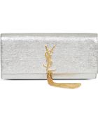 Saint Laurent Monogramme Metallic Leather Clutch - Lyst