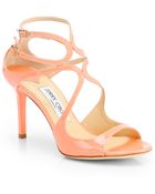 Jimmy Choo Ivette Strappy Patent Leather Sandals - Lyst