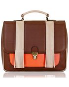 Flaska Laverne College Dark Tan Satchel Bag - Lyst