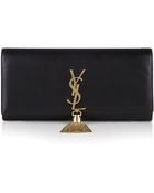 Saint Laurent Classic Monogramme Tassel Clutch - Lyst