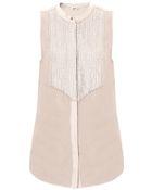 L'Agence Embellished Bib Silk Blouse - Lyst