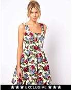 Asos Oasis Rose Print Dress - Lyst