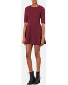 Topshop Seamed Textured Skater Dress - Lyst