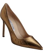 Manolo Blahnik Metallic Stamped Bb - Lyst