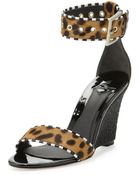 B Brian Atwood Sabinas Leopardprint Anklewrap Wedge - Lyst