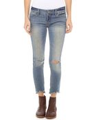 Free People Mid Rise Skinny Destroyed Jeans - Lyst