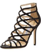 Jimmy Choo Fiesta Lizardprint Cage Sandal - Lyst