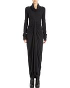 Rick Owens Cowl Neck Long Sleeve Dress - Lyst