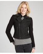 Tahari Grey And Black 'Mae' Wool Blend Moto Jacket - Lyst