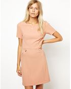 Oasis Zip Detail Textured Shift Dress - Lyst