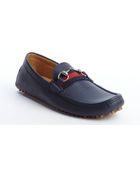 Gucci Ocean Blue Leather Horsebit Moc Toe Loafers - Lyst