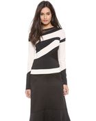 Donna Karan New York Striped Long Sleeve Top - Lyst