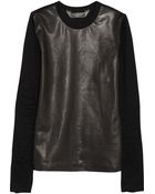 Reed Krakoff Leather-Paneled Cotton Top - Lyst