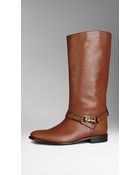 Burberry Buckle Detail Leather Riding Boots - Lyst