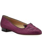 Charlotte Olympia Glitter Kitty Flats - Lyst