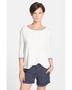 Vince Contrast Trim Slub Sweater - Lyst