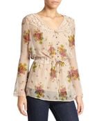 Beyond Vintage Floral Print Sheer Silk Blouse - Lyst