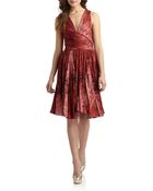 Halston Heritage Ruched Abstract Dress - Lyst