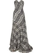 Oscar de la Renta Plaid-print Pleated Silk-chiffon Gown - Lyst