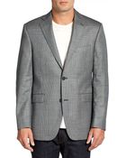 Saks Fifth Avenue Black Slim-Fit Silk & Wool Check Jacket - Lyst