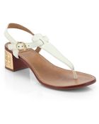 Tory Burch Audra Logo Heel Leather Sandals - Lyst
