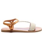 Ancient Greek Sandals Leather And Calf Hair T-Strap Sandals - Lyst