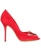 Casadei 100mm Suede Butterfly Open Toe Pumps - Lyst