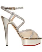 Charlotte Olympia 150mm Isadora Metallic Leather Sandals - Lyst