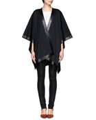 St. John Leather Trim Milano Knit Poncho - Lyst