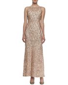 Aidan Mattox Sleeveless Leather Chiffon Gown - Lyst