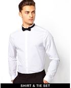 Asos Smart Shirt with Wing Collar and Bow Tie Set - Lyst